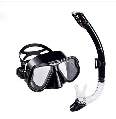 Diving goggles with anti-fog lens, PC frame, transparent glass, and adjustable silicone strap in multiple colours