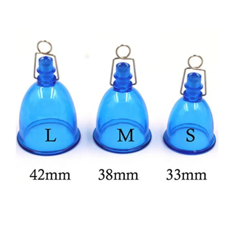 Blue silicone male masturbator stretch exerciser in three size options S M L