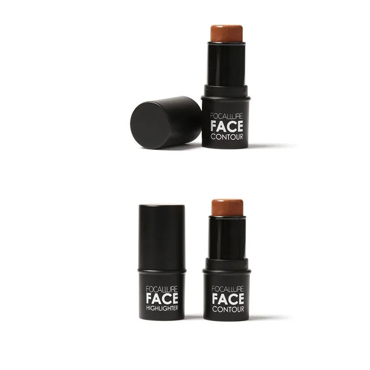 Face contour highlighter cosmetic product in four colour options A, B, C, D for cheekbone definition