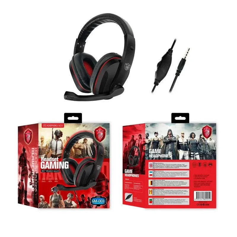 Black wired gaming headset with 40mm speakers and 1.2m cable featuring 6.3mm straight plug