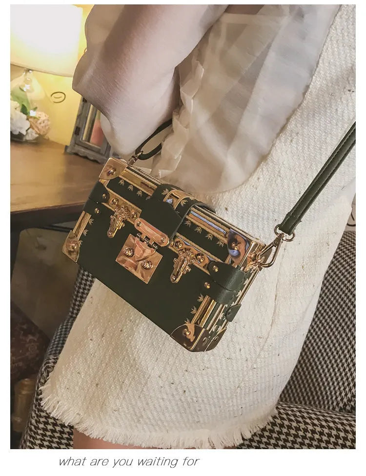 Hard structure black PU leather women's flap bag with shoulder strap and hasp closure