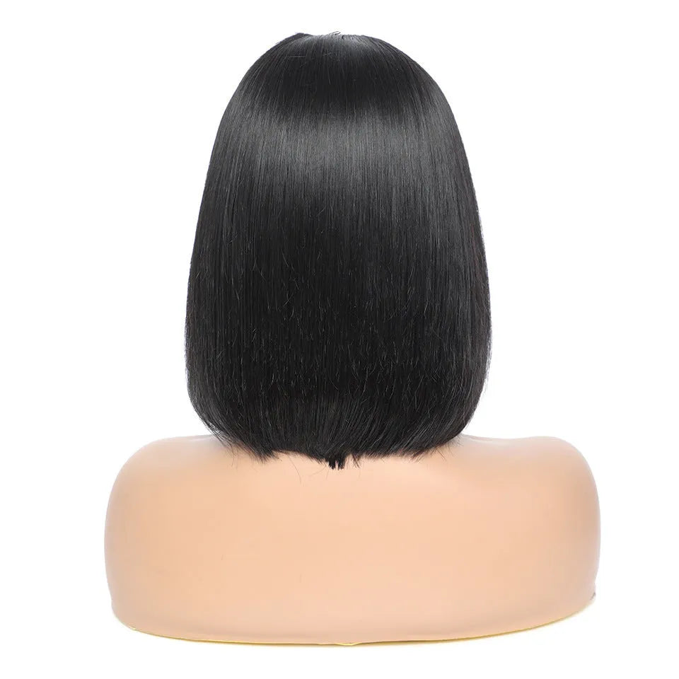 Human hair headband wig straight bob in 1B natural colour, 10 inch length, no glue style