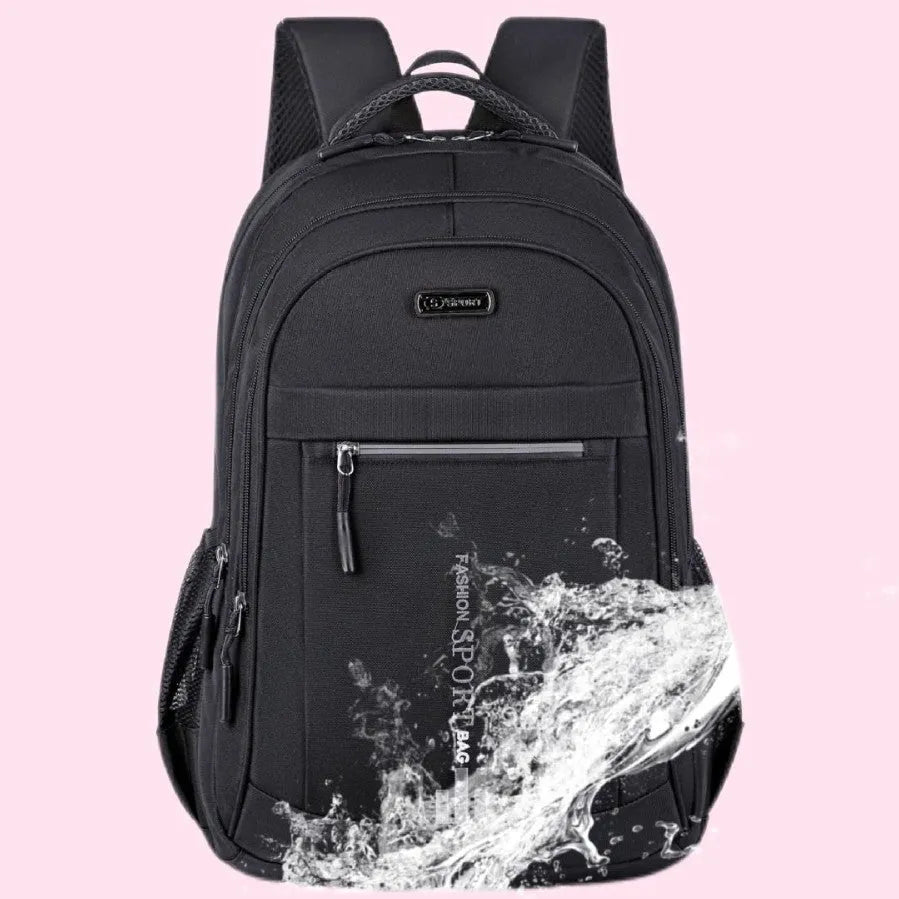 20-35 litre black Oxford cloth backpack with air pillow straps for business travel