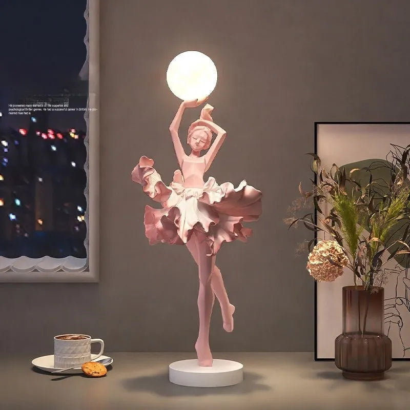 Modern resin USB night light ornament in black gold, white, pink, or light blue.