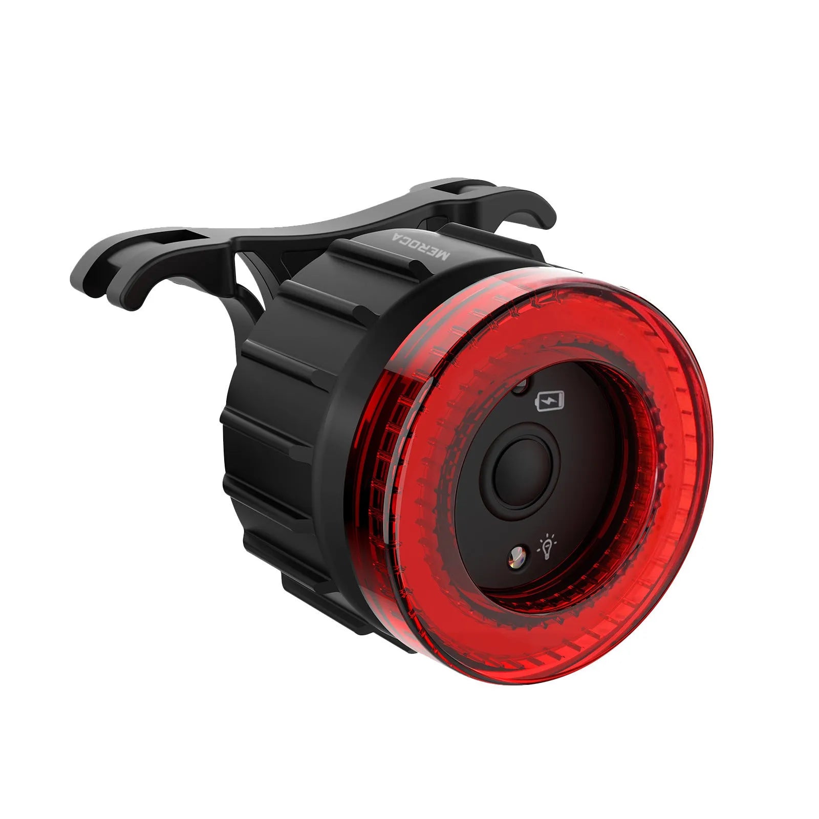 Black intelligent brake induction bicycle taillight with rechargeable battery and mounting brackets