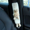 Cartoon plush car seatbelt shoulder protector in rabbit and bear designs made from lamb wool