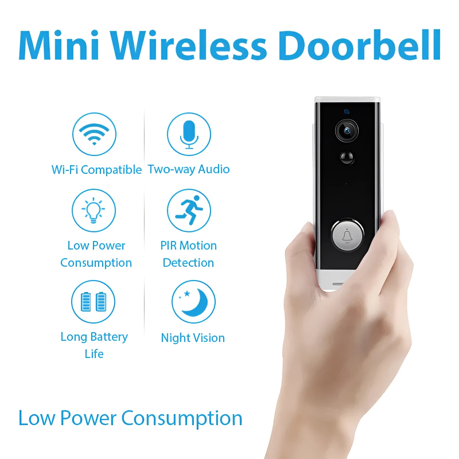 White wall-mounted network camera with 1080p resolution for mobile phone remote viewing