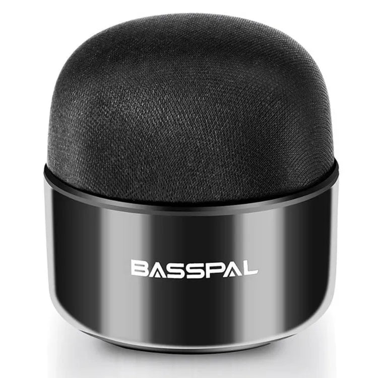 Black portable waterproof Bluetooth speaker with button controls showing compact size