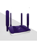 Blue 4G dual-mode wireless router with four extended external antennas.