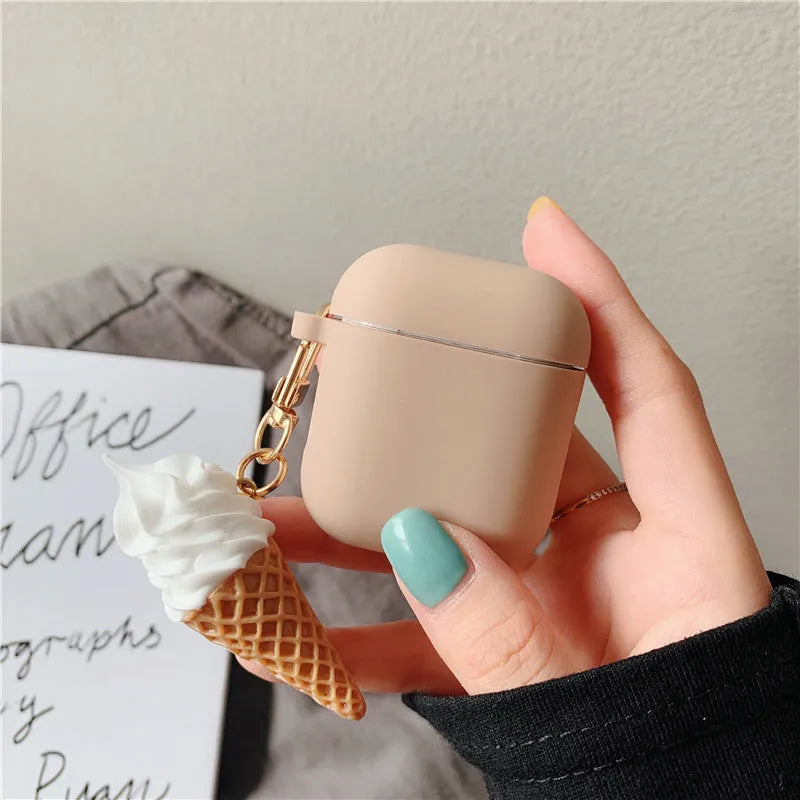 Cylinder shaped silicone protector case for Apple AirPods 2 wireless earbuds in a custom photo colour.
