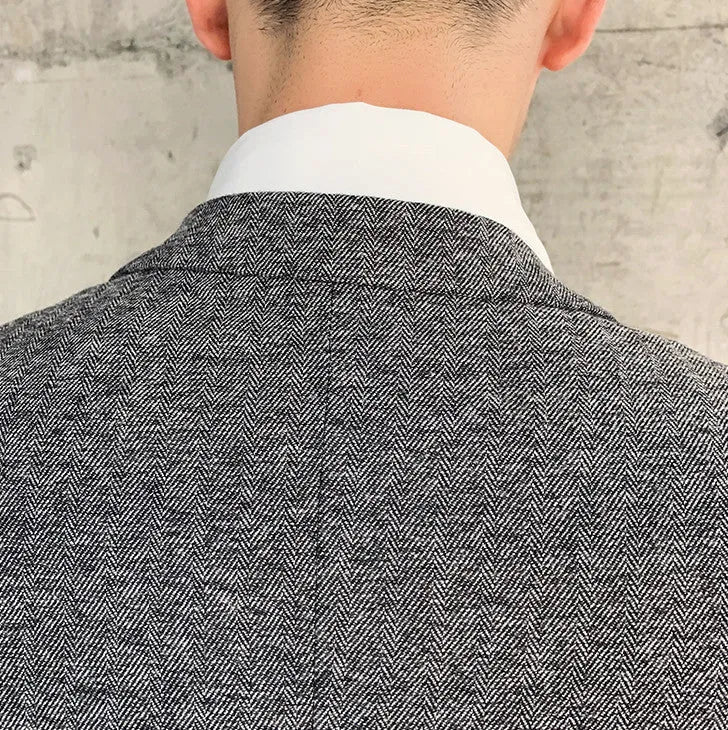 Men's three-piece slim fit suit set in khaki, flat collar, single-breasted, cotton blend fabric