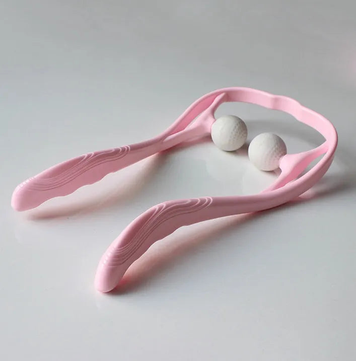 Plastic hand massage roller with adjustable width stand and 3D floating-point design for neck and shoulder pressure point therapy