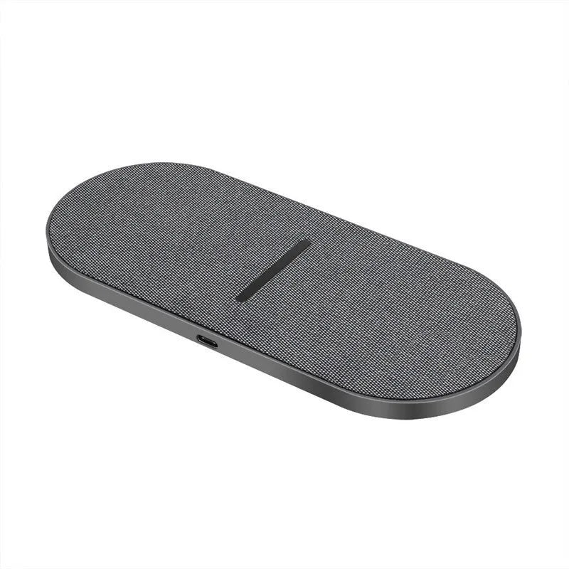 Black 10W wireless charging stand pair with Quick Charge technology and Type-C/USB interfaces