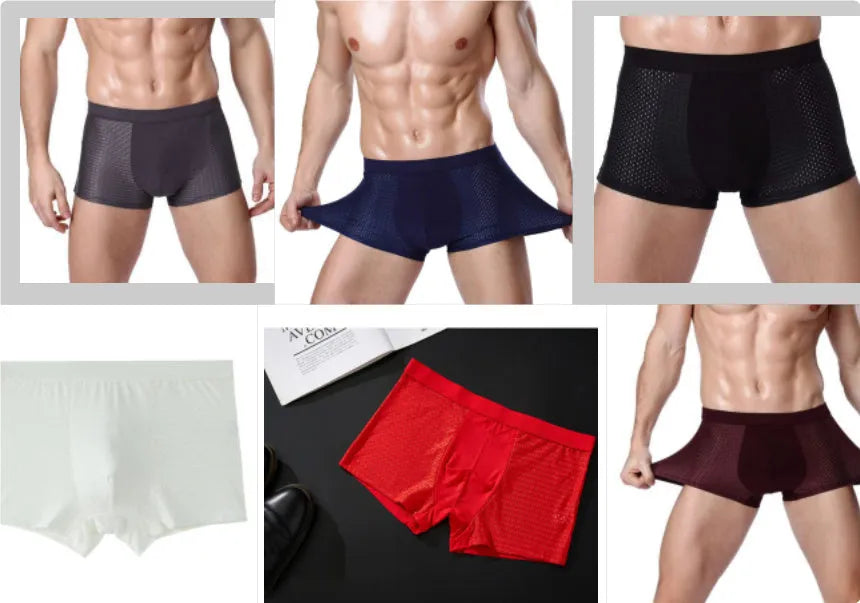 Men's solid colour modal boxer briefs with U convex design on a white background.