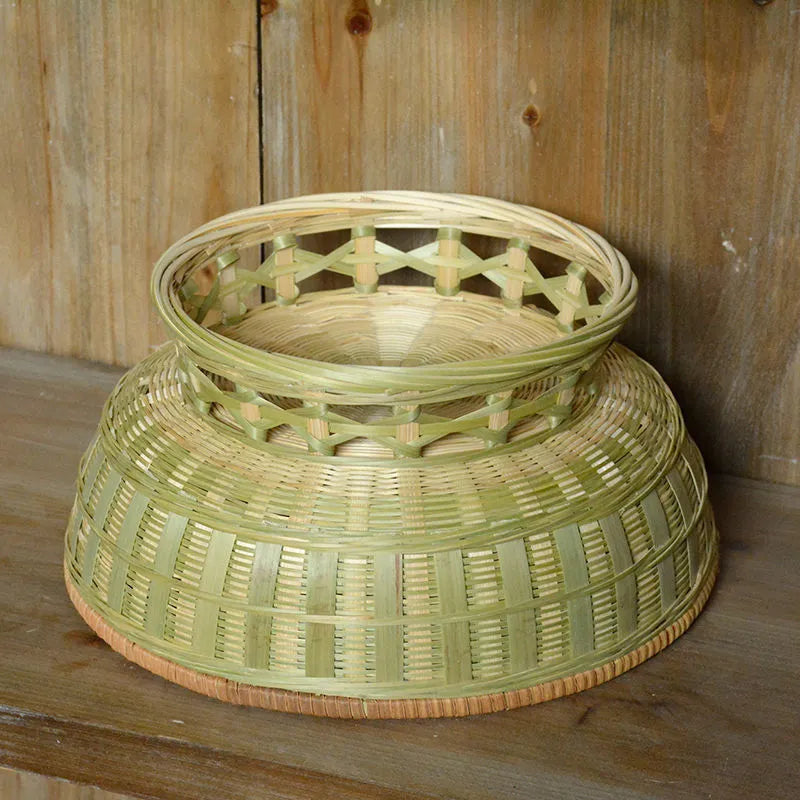 Handmade woven bamboo storage basket in natural colour with three size options