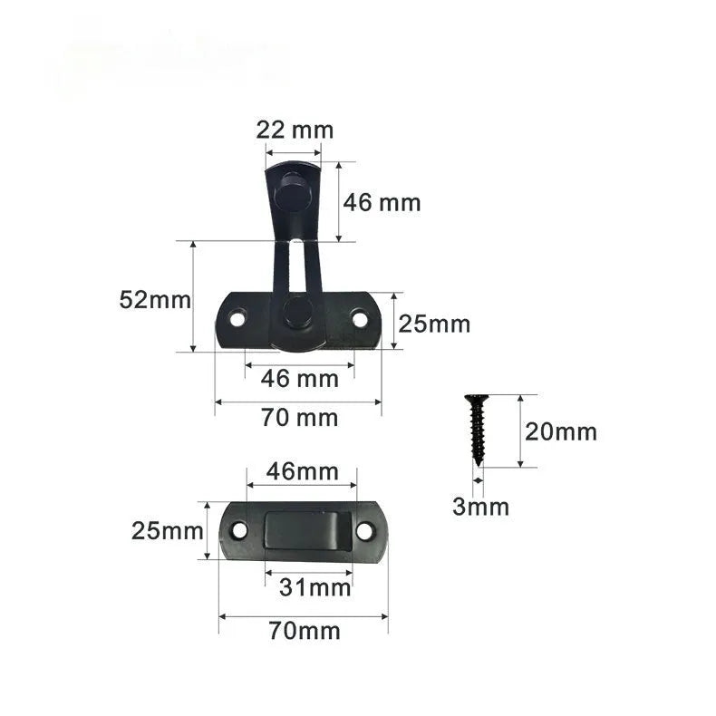 90 degree sliding door lock with black carbon steel hasp and stainless steel shackle for barn doors