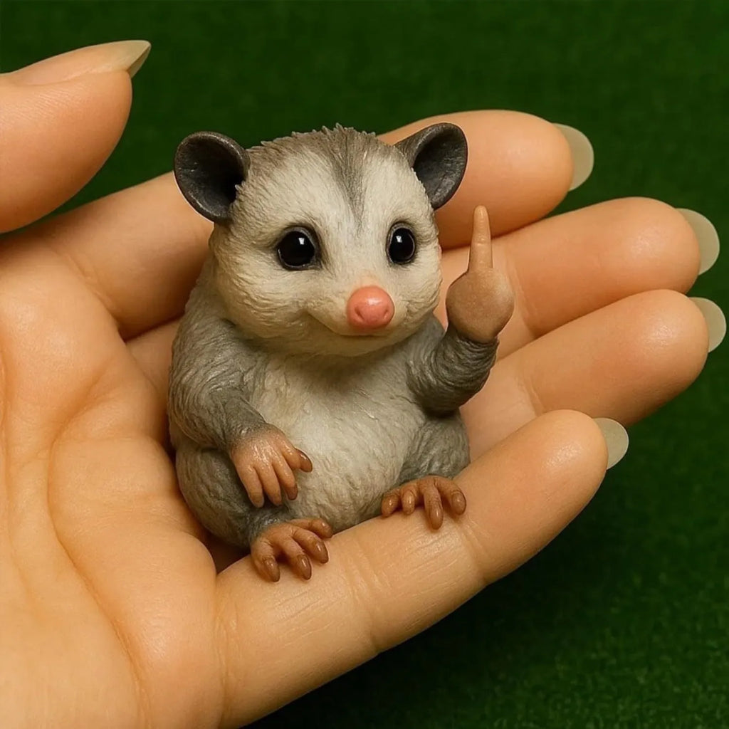 Mini resin animal vertical middle finger doll ornament in chosen animal design