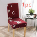 Stretch elastic chair cover on a four-legged wooden chair, showing fitted backrest and seat.