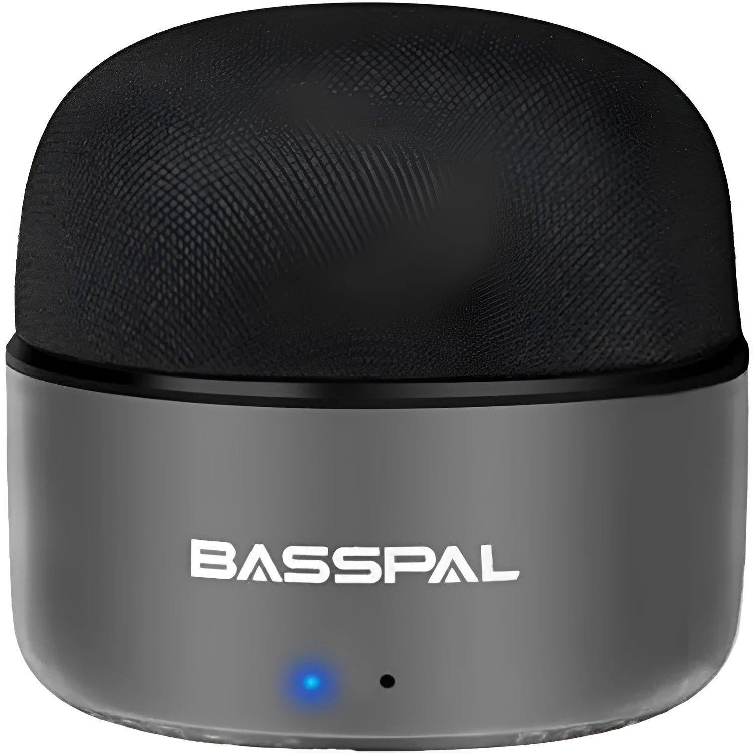 Black portable waterproof Bluetooth speaker with button controls showing compact size