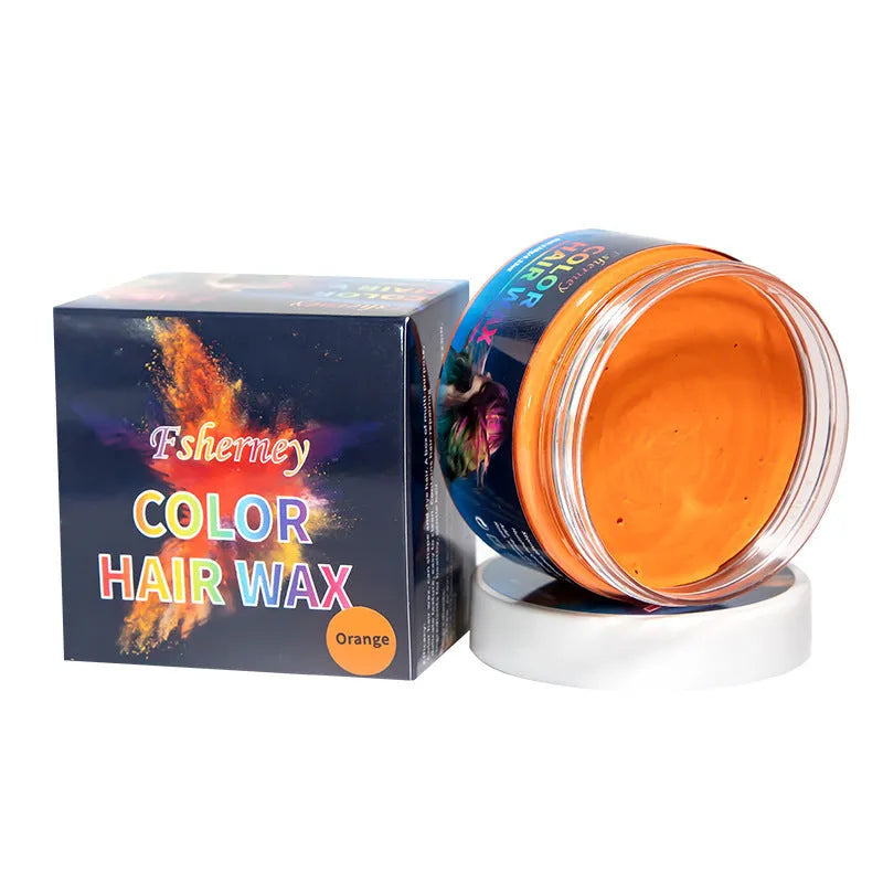 120g hair styling clay container showing colour options including blue, green, purple and rose red