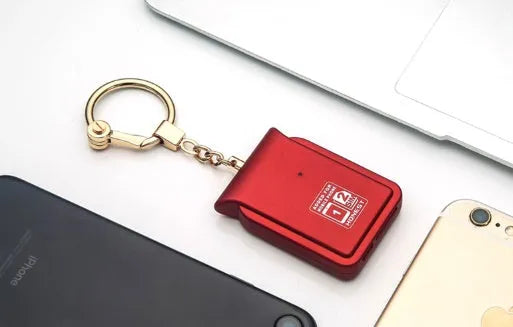 Bluetooth dual SIM adapter keychain for iOS phones with leather casing options