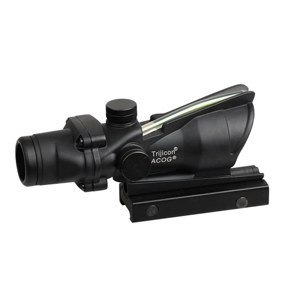 Maku 4x32 metal sight with fibre optic reticle and Mini RMR red dot on a black finish