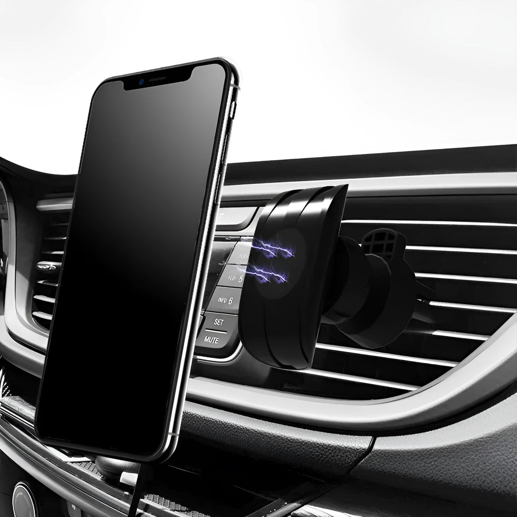 Glory black car phone holder attached to a car air vent