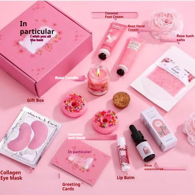 Soy wax aromatherapy candle bath gift set in gift packaging with multiple colour suit variations