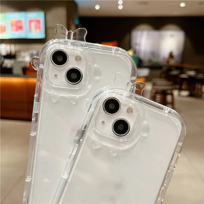 Small Monster transparent TPU phone case for iPhone, creative airbag protective cover with anti-fingerprint finish