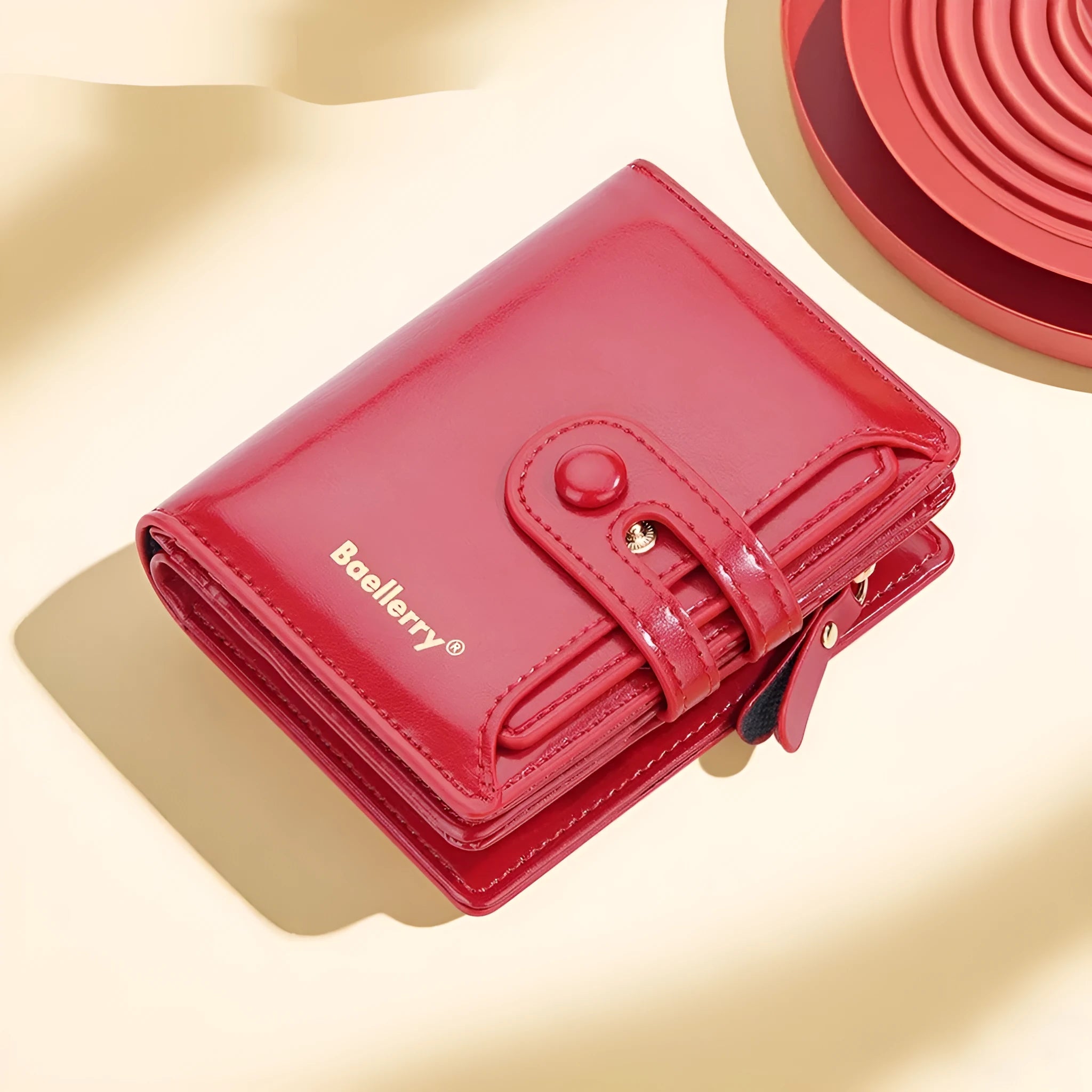 Women's PU leather card holder wallet in a choice of eight colours showing smooth polyester lining.