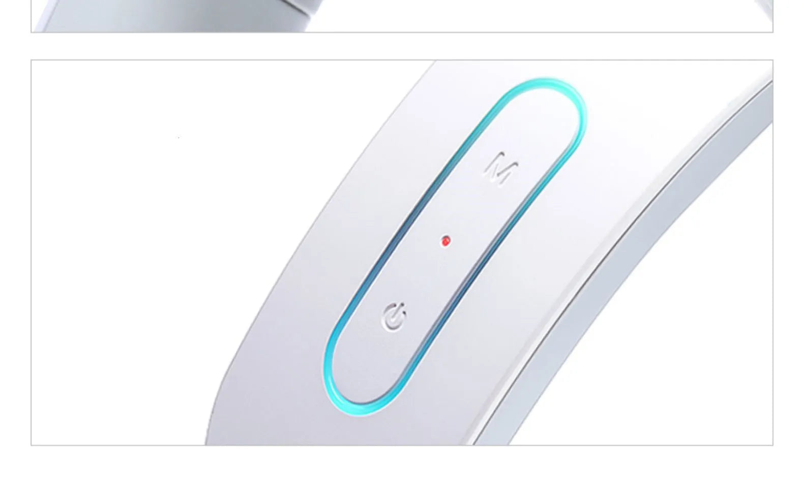 White electric acupressure massager device for back, neck and shoulder pain relief.