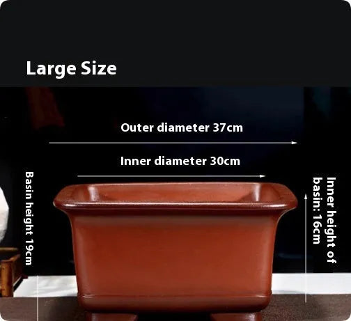 Large purple clay Chinese style flower pot for indoor plants