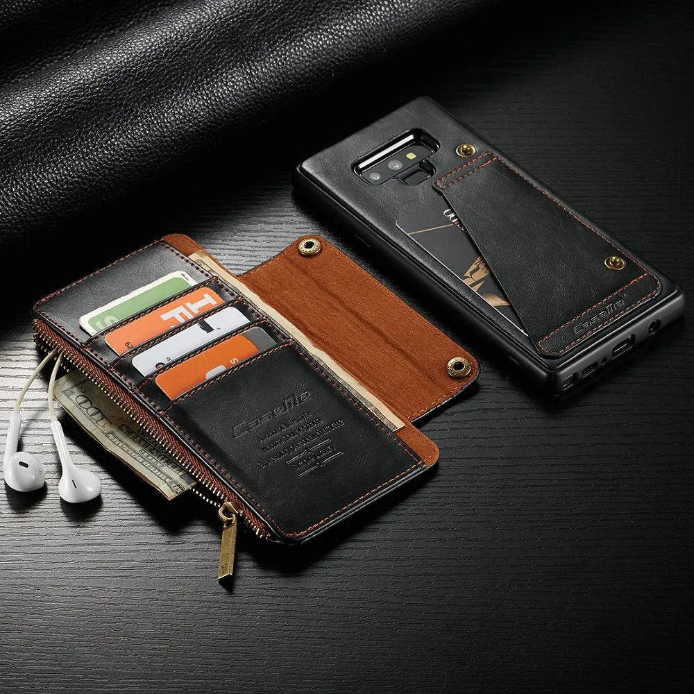SAMSUNG Galaxy Note9 flip phone case in PU leather with black, brown, and red colour options