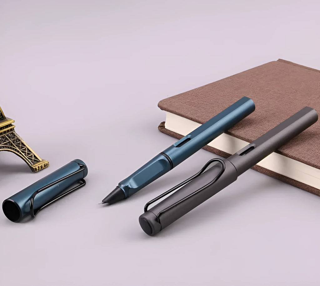 Black and blue frosted ink bag fountain pens with a choice of 0.38mm and 0.5mm nibs.