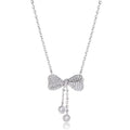 S925 sterling silver bow necklace on adjustable O-ring chain