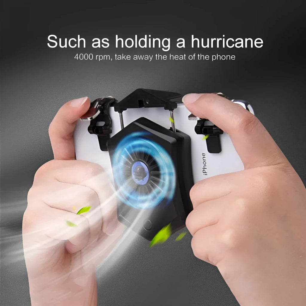 Black and white USB mobile phone radiator cooling fan for gaming consoles.