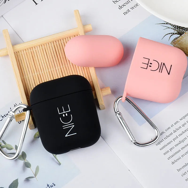 Black and Pink PC hard protective cases for Apple AirPods with decorative back cover designs.