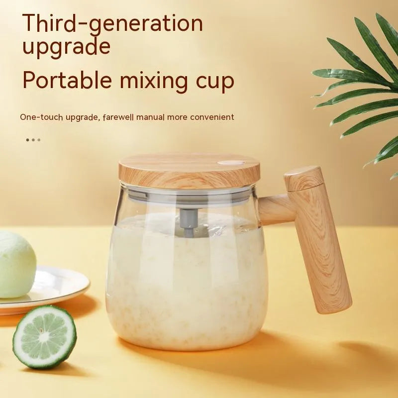 400ml clear borosilicate glass self stirring coffee mug with electric mixing base
