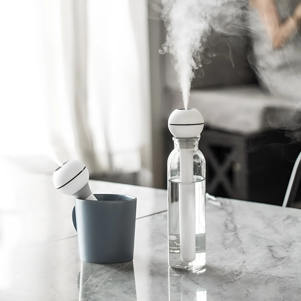 Magic wand ultrasonic humidifier in columnar design with 1 litre tank for small rooms
