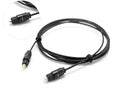 OD2.2 digital audio fibre optic cable with slim black PVC jacket on a white background.