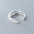 Twisted double row adjustable S925 silver ring for women Korean style