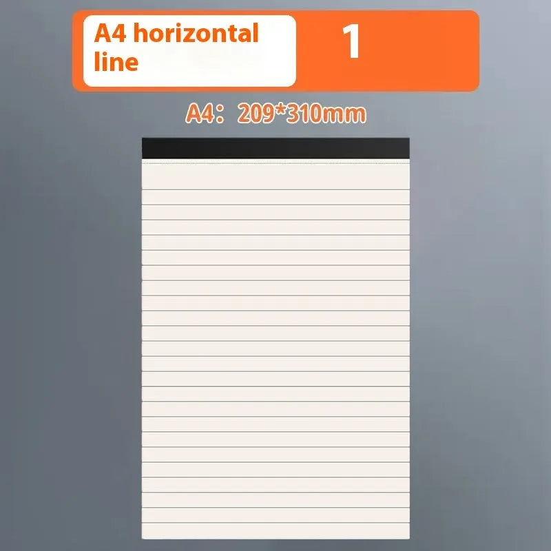 A5 and B5 thick tearable writing pads in blank, grid, and lined ruling styles with 80 sheets.