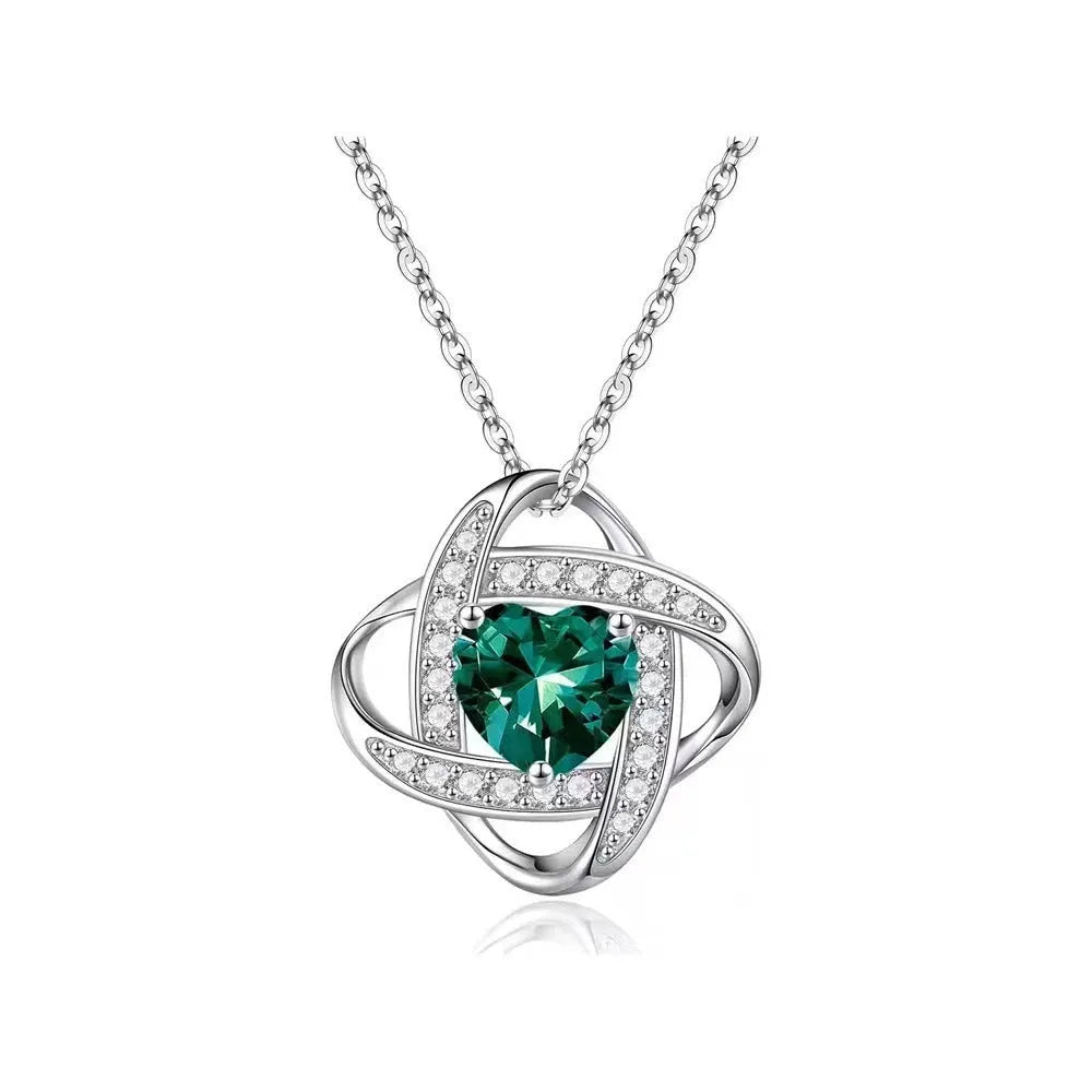 Women's European American style heart necklace with electroplated copper pendant in platinum-toned colours