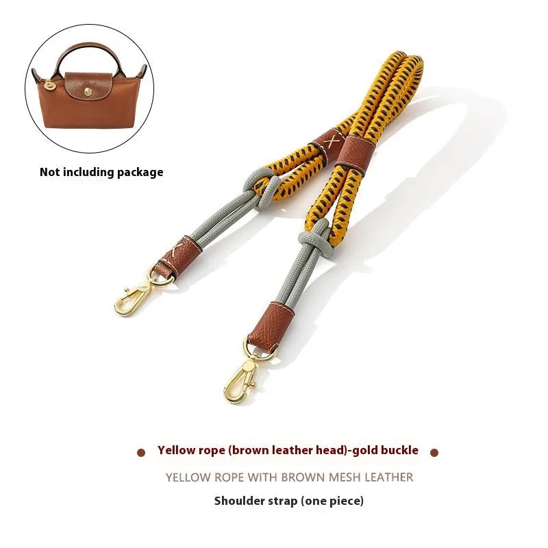 Braided nylon and cowhide leather crossbody strap with alloy buckle for bag modification