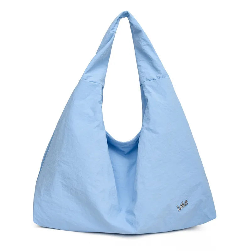 Heart-shaped nylon underarm bag for women in black, yellow, khaki or blue with large capacity
