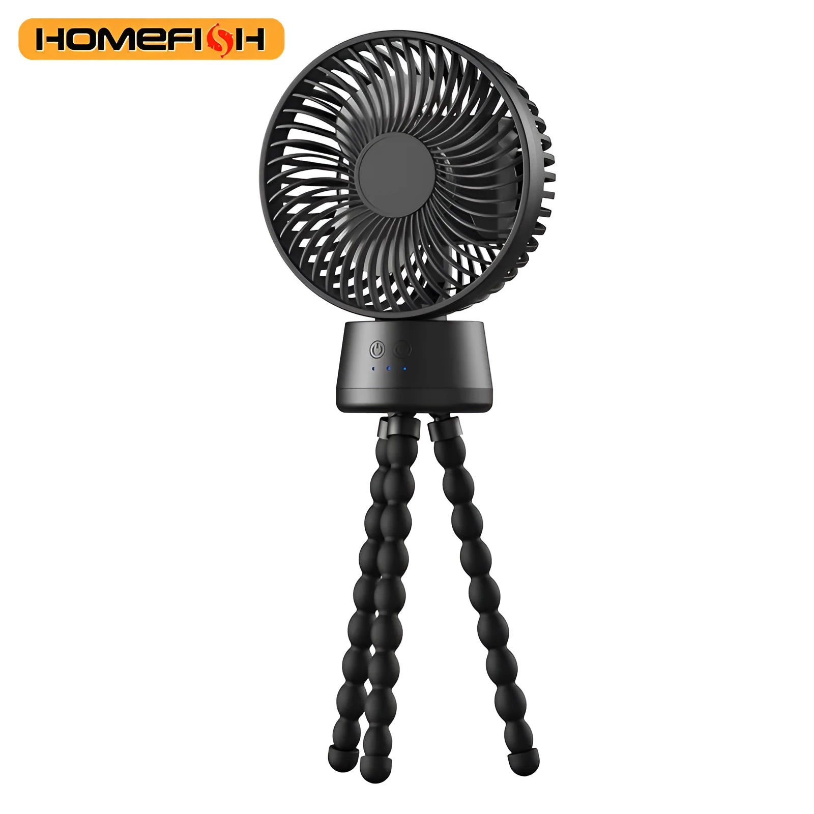 HOMEFISH F2 automatic shake head fan with LED light on removable bracket