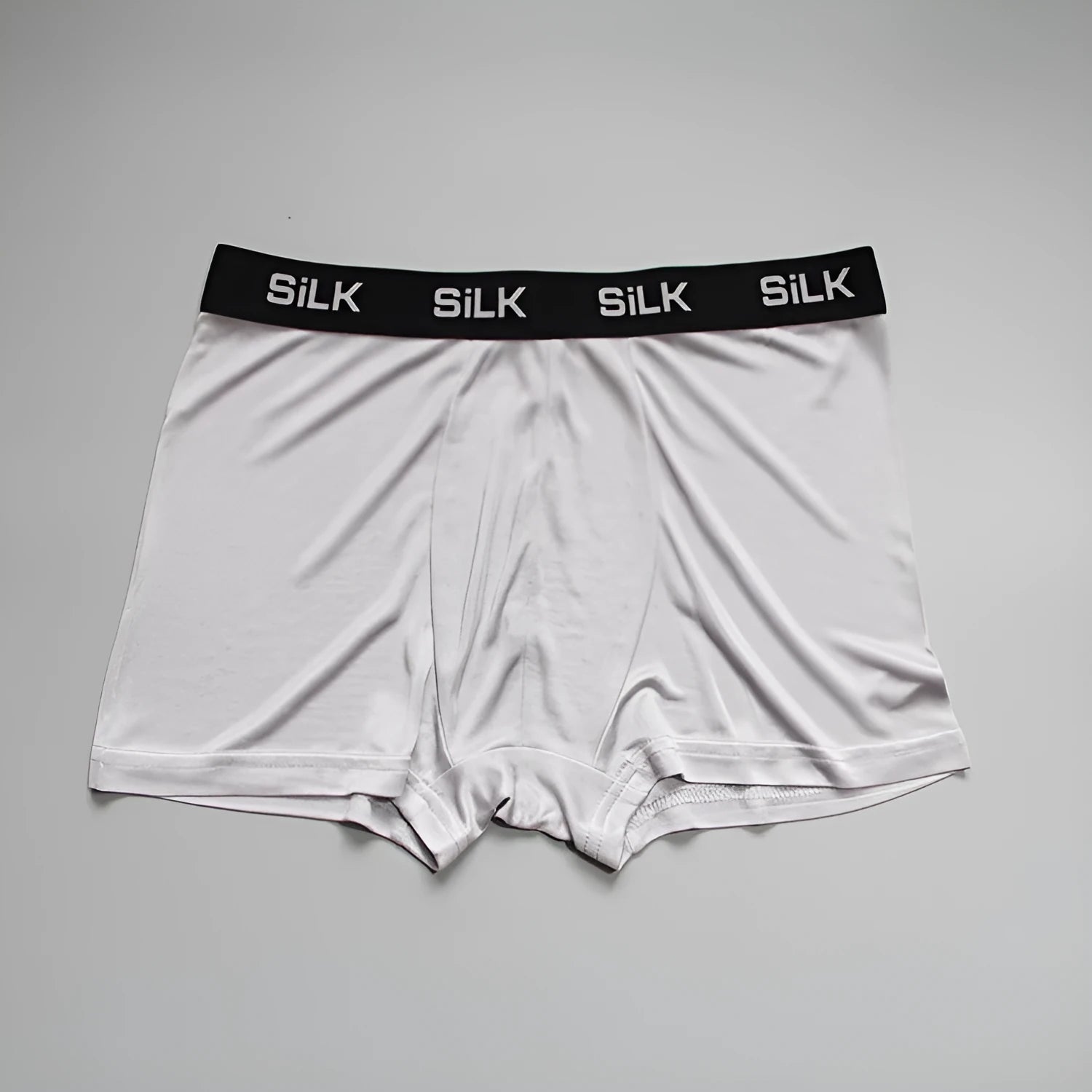 Men's silk shorts in navy blue with loose fit mid waist design