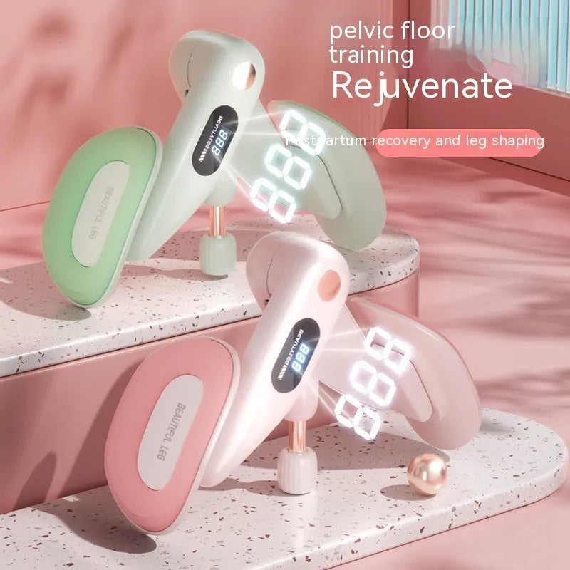 A pelvic floor muscle trainer with a counting function, shown in one of four available colours: blue, grey, green, or pink.