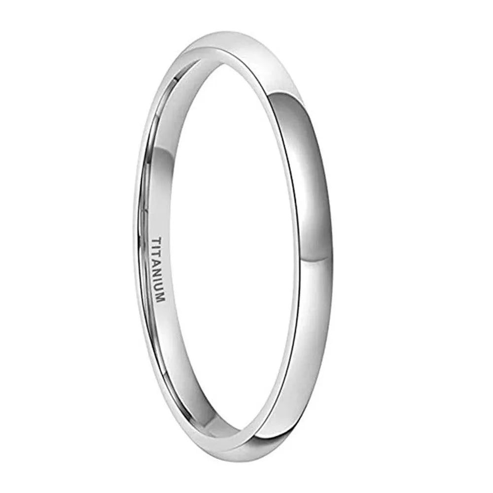 Silver titanium steel minimalist ring shown in various widths on a plain background.