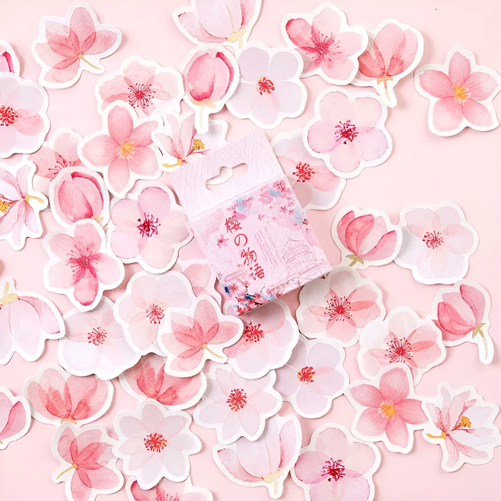 Sakura Story romantic sticker pack 45 sheets pink self-adhesive paper 44mm square